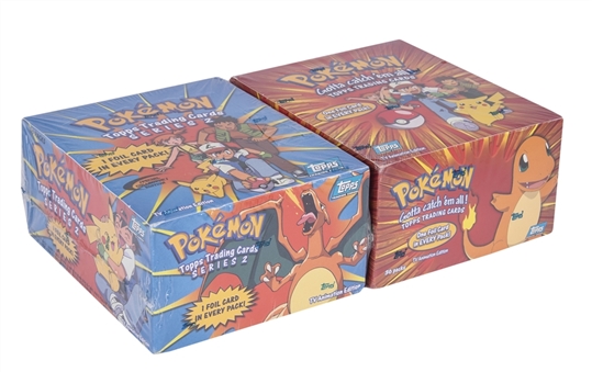 2000 Topps Pokemon Series One And Series Two Sealed Box Lot - 36 Packs Per Box